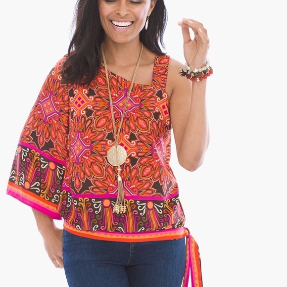CHICO’S•one shoulder Zanzibar top S NWT - Picture 2 of 7